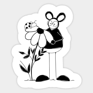 Lady bug Floral doodle minmalist art line Sticker